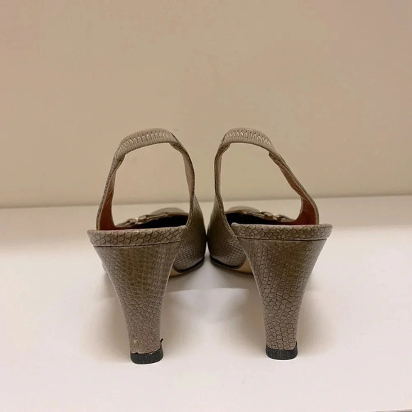 FERRAGAMO Women’s Heeled Sling Back with Gancini VINTAGE kitten heels designer - Picture 5 of 12